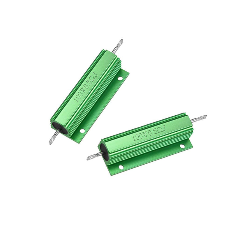 [Australia - AusPower] - Wirewound Resistor 100W Watt 0.5 Ohm Aluminum Shell Chassis Mounted Resistors - 2pcs 100W 0.5 Ohm 