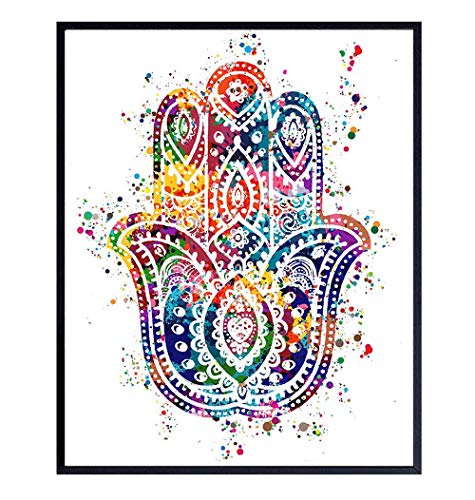 Hamsa Hand of Fatima Wall Art Print - 8x10 Unframed Yoga Studio Decor