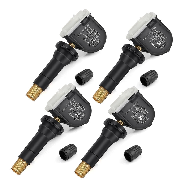 4-Pack GM TPMS Sensors 315MHz, Pre-Programmed Tire Pressure Monitoring System Replacement for Chevy Silverado Equinox, GMC Sierra, Buick, Cadillac - Replaces OE# 13598771 13598772 13586335 13581558