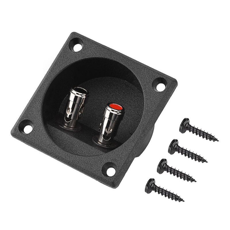 [Australia - AusPower] - Round Speaker Box Terminal, Subwoofer Box Terminal Cup Silver Push Spring Loaded Jacks Double Binding Post Speaker Terminal Plates Repalcement for DIY, Black 