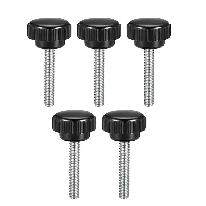 [Australia - AusPower] - uxcell M5 x 30mm Metric Male Thread Knurled Clamping Knobs Grip Thumb Screw on Type Hand Clamping Handle Bolt with Plastic Knobs Black 5 Pcs M5 x 30 