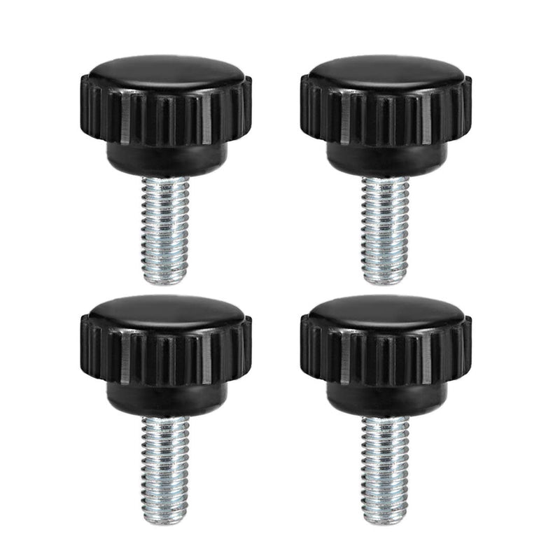 [Australia - AusPower] - uxcell M6 x 10mm Metric Male Thread Knurled Clamping Knobs Grip Thumb Screw on Type Plastic Threaded Hand Bolt Knobs Black 4 Pcs M6x21x10 