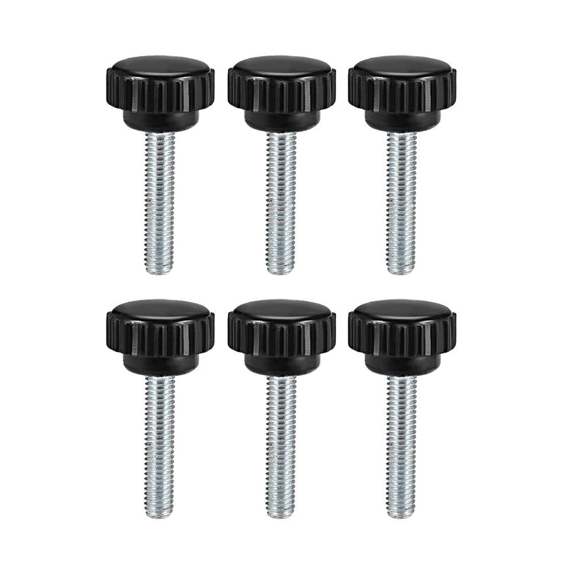[Australia - AusPower] - uxcell 6pcs Knurled Clamping Knobs M6 x 25mm Metric Zinc Plated Carbon Steel Male Thread Thumb Screw on Type 21mm Plastic Round Head Threaded Hand Bolt Stud Knobs Black M6 x 25mm x 21mm 