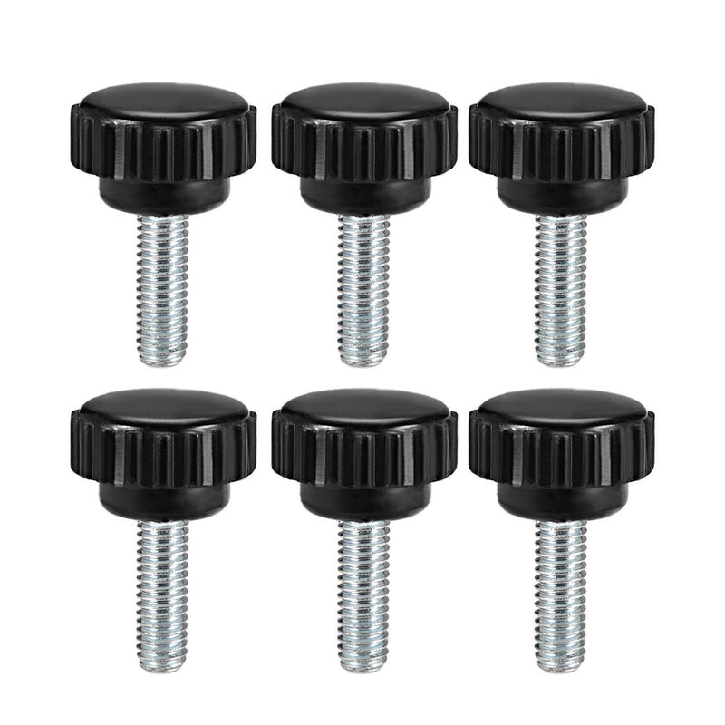 [Australia - AusPower] - uxcell M6 x 15mm Metric Male Thread Knurled Clamping Knobs Grip Thumb Screw on Type Plastic Threaded Hand Bolt Knobs Black 6 Pcs M6 x 15 