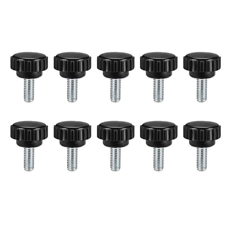 [Australia - AusPower] - uxcell M6 x 10mm Metric Male Thread Knurled Clamping Knobs Grip Thumb Screw on Type Hand Clamping Handle Bolt with Plastic Knobs Black 10 Pcs M6 x 10 