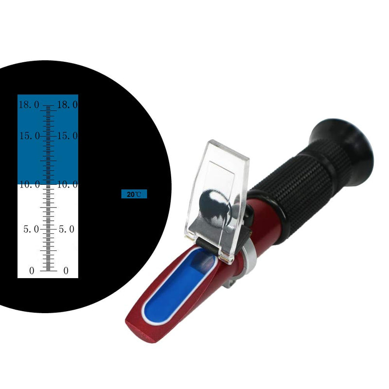 [Australia - AusPower] - 0 to 18% Brix Hand Held Rhino Refractometer with Automatic Temperature Compensation, with Low Sugar Fruits, Maple Sap, Vegetable Juice,Cutting Liquids Test 