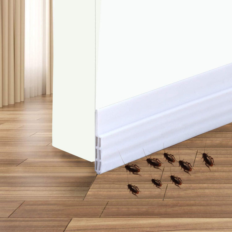 [Australia - AusPower] - Door Draft Stopper Door Sweep Weather Stipping - Camel Home Self Adhesive Door Seal Soundproof Under Door Bottom Seal Strip Rubber Energy Saver Insulasion Weatherproof, 2" W X 39" L (White) White1 