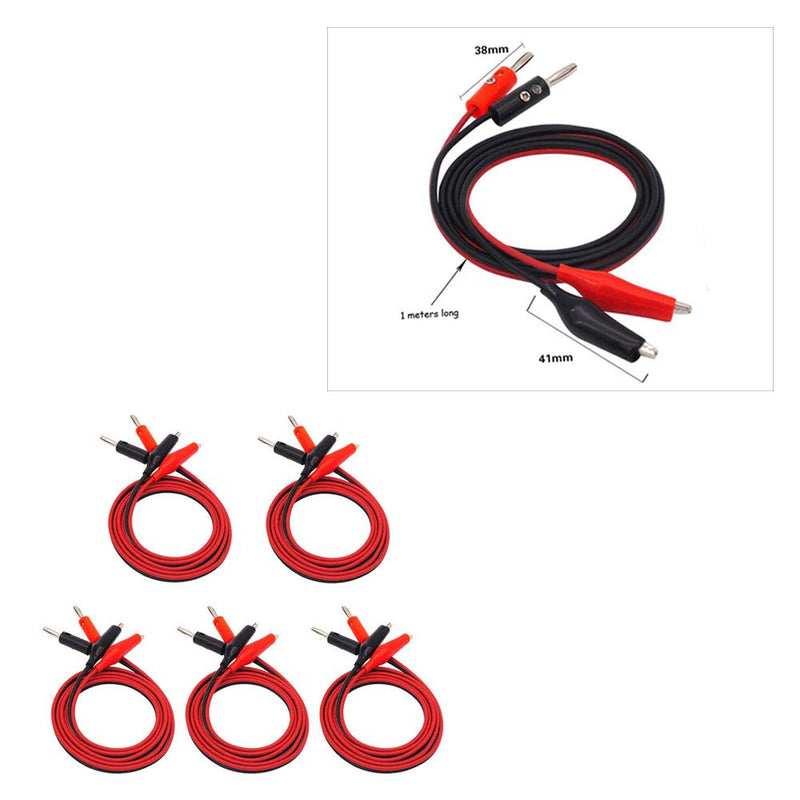 [Australia - AusPower] - <strong>Ximimark 5Pairs Banana Plug to Alligator Clip Connector Line Cable Power Test Lead Double-Ended Jumper Wires Black Red 1M</strong> 