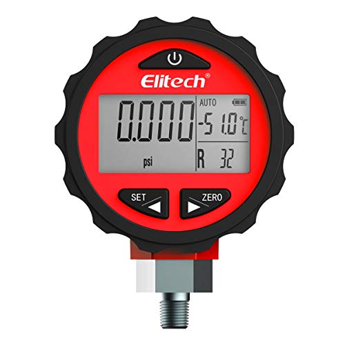 Elitech PG-30Pro digital high pressure gauge for HVAC refrigeration, 14.5–800 PSI, 1/8-inch NPT