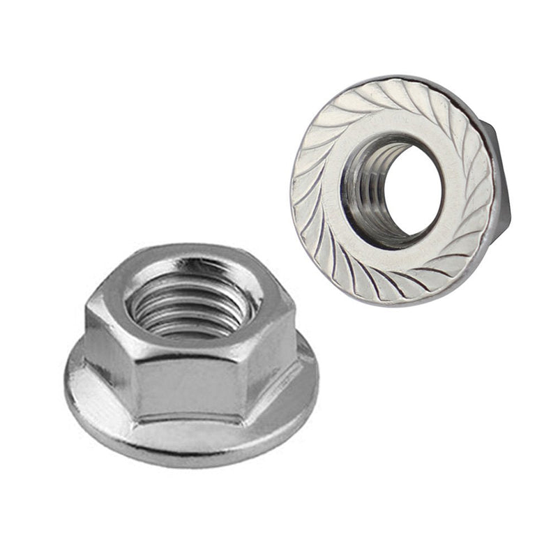 [Australia - AusPower] - M6 Serrated Flange Nuts Flanged Locknuts, Stainless Steel 18-8 (304), Bright Finish, 50 PCS M6 