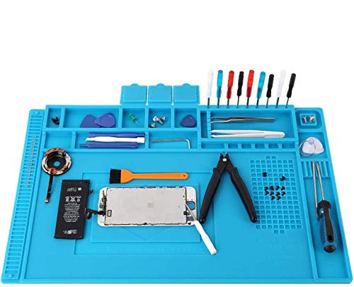 Wohao Soldering Mat, Silicone, 500°C Heat-Resistant, Magnetic Repair and Work Mat, Anti-Static, for Soldering Guns, Hot Guns, 45 x 30 cm