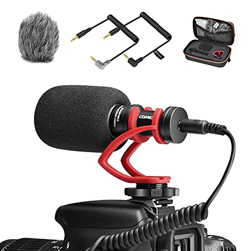 COMICA CVM-VM10II Universal Shotgun Microphone for Camera, iPhone, Android Red