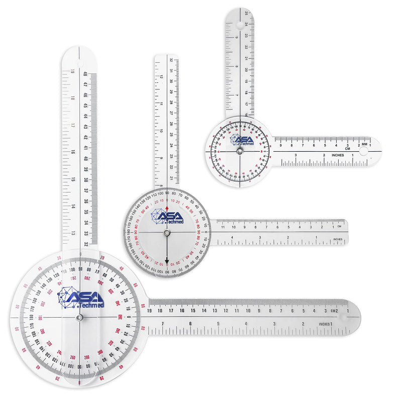 [Australia - AusPower] - ASA TECHMED 3 Pcs Goniometer Set, 12, 8, 6 Inch Medical Spinal Goniometer Angle Protractor Angle Ruler 