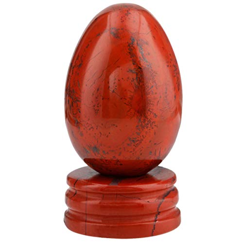 TUMBEELLUWA Carved Red Jasper Egg Shaped Crystal with Gemstone Stand