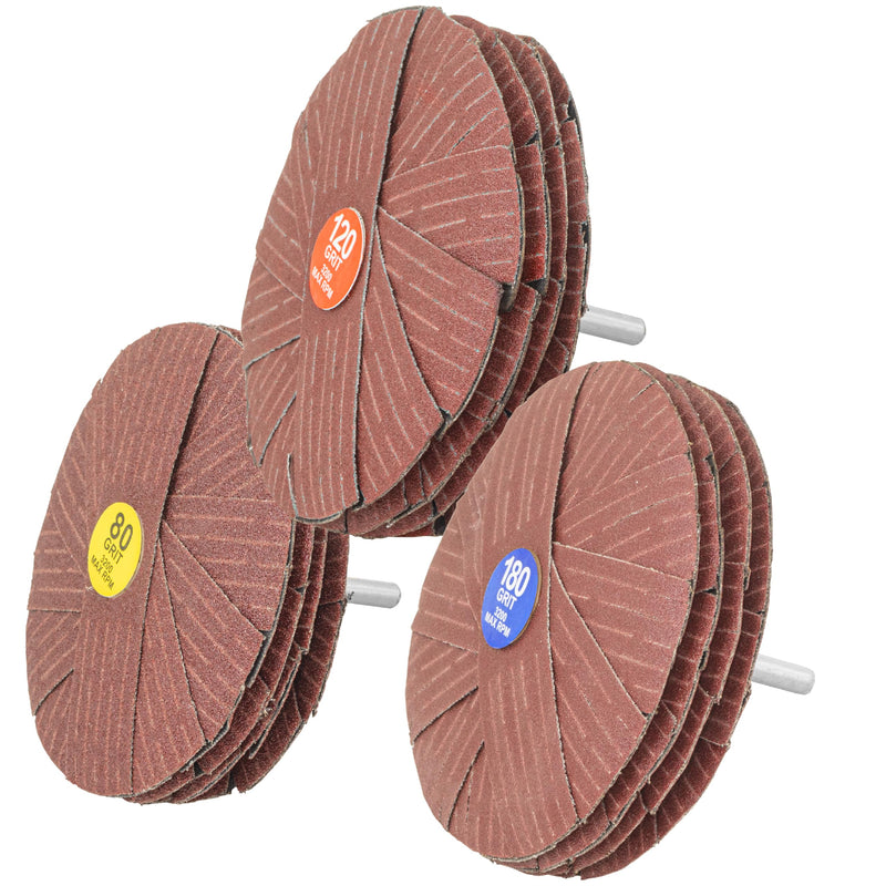[Australia - AusPower] - 4" Abrasive Sanding Mop Flap Sander for Drill or Drill Press, 1/4" Shank Flap Wheel Sander for Woodworking, Finishing and Contours, 80 Grit, 120 Grit and 180 Grit, 3 Pack All 3 Grits Sanders 