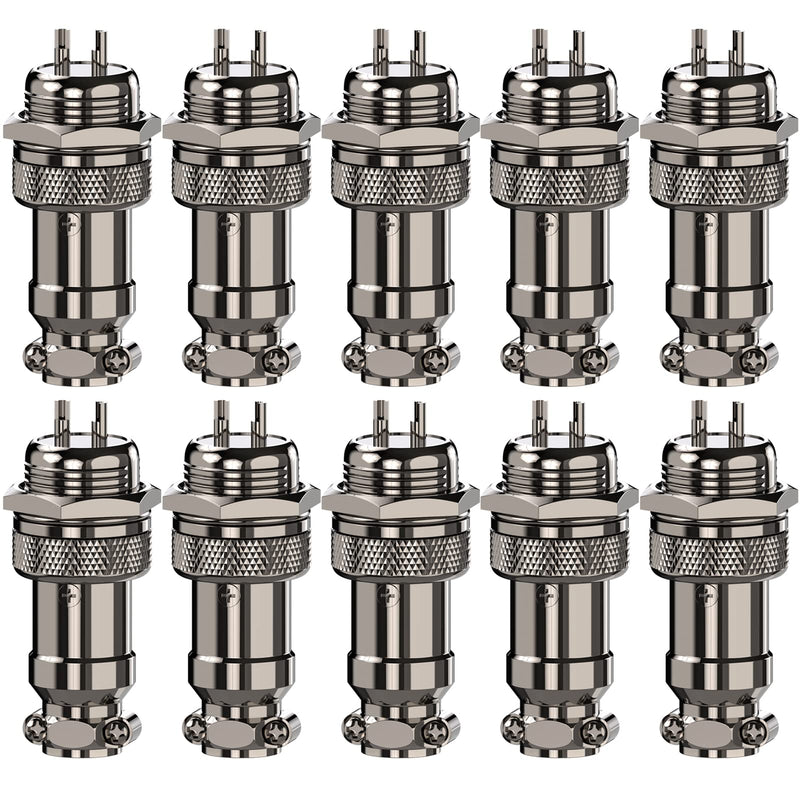 [Australia - AusPower] - Clyxgs Aviation Plug Connector 2-Pin Male Female Panel Metal Wire Connector Adapter 16mm Socket 10PCS 2 Pin 