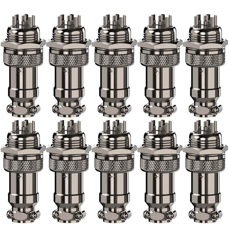 [Australia - AusPower] - Clyxgs Aviation Plug 6-Pin 16mm Metal Male Female Panel Connector GX16-6(Pack of 10) 6 Pin 