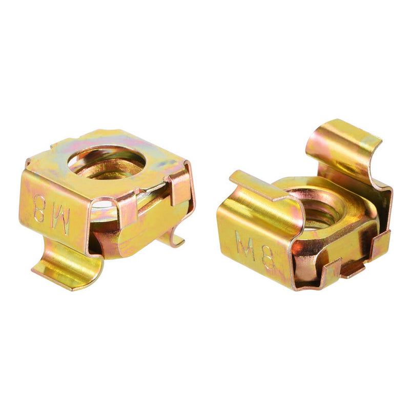 [Australia - AusPower] - uxcell M8 Cage Nuts for Server Rack Cabinet, Carbon Steel Yellow Zinc Plated, Pack of 10 