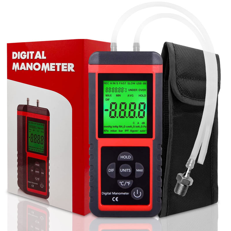 Ehdis Digital Pressure Gauge Air Pressure Gauge with 32-Bit MCU 24-BitADC with High Accuracy 12 Units Save or Hold
