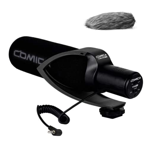 comica CVM-V30 Pro Camera Directional Condenser Microphone Shotgun Video Supercardioid Microphone for Canon Nikon Sony Panasonic DSLR Camera with 3.5 mm Jack (Black) CVM-V30 PRO B