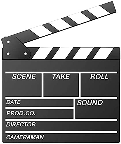 [Australia - AusPower] - Movie Film Clap Board, Hollywood Clapper Board Wooden Film Movie Clapboard Accessory with Black & White, 12"x11" Give Away White Erasable Pen 