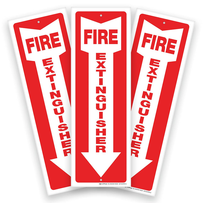 iSYFIX Fire Extinguisher Signs  3 Pack 4x12 Inch  40 mil Thick Polystyrene Plastic, Laminated for Ultimate UV, Weather, Scratch, Water & Fade Resistance, Indoor & Outdoor