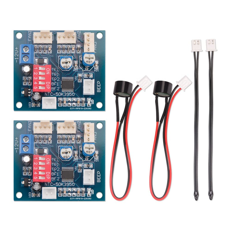[Australia - AusPower] - 2PCS DC 12V 4 Wire PWM PC CPU Fan Temperature Control Speed Controller Module CPU High-Temp Alarm 
