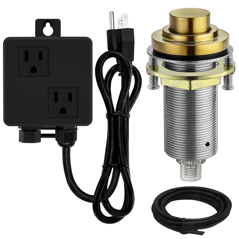 SinkTop Air Switch Kit (Long Full Brass Button) for Disposal, Dual Outlet, (Champagne Bronze) Champagne Bronze