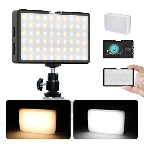 LED Video Light, Moman Camera Light for Photography, Portable 5000mAh Video Recording Lights with Cold Shoe, Mini Light CRI 98+ Dimmable 2500-9000K Video Lighting, On-Camera-LED-Video-Light Black