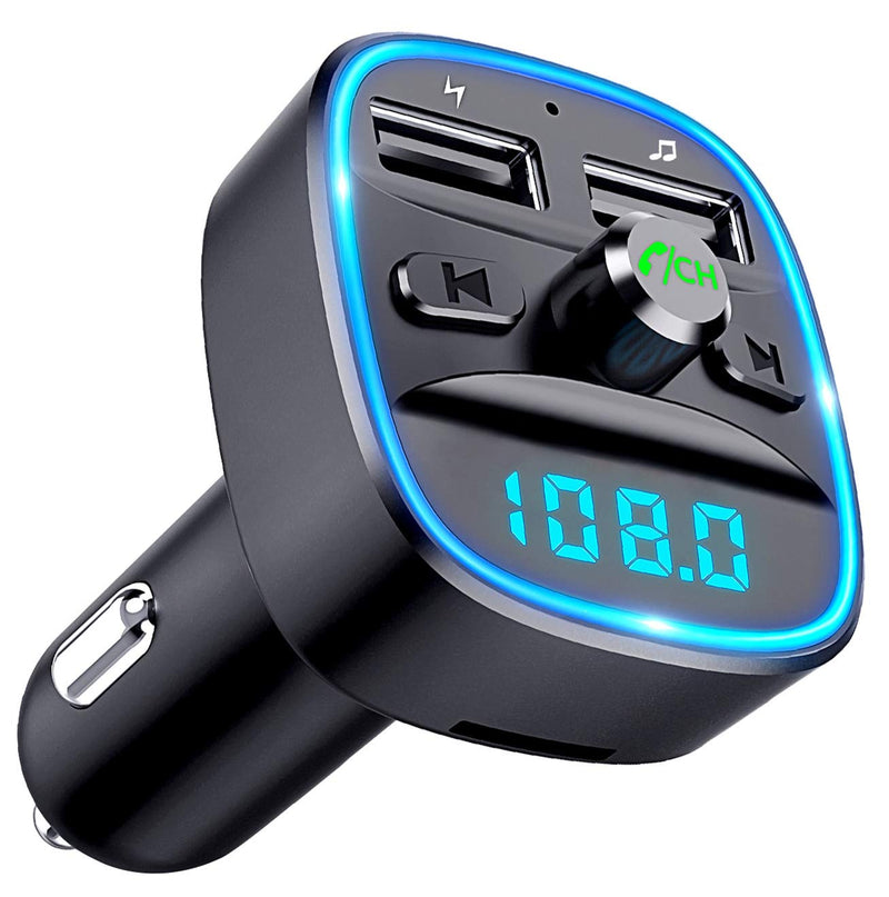 [Australia - AusPower] - [Upgraded] COMSOON Bluetooth FM Transmitter for Car, Bluetooth Car Adapter MP3 Player FM Transmitter, Hands-Free Calling, Dual USB Ports (5V/2.4A & 1A), LED Screen, Support SD/TF Card USB Flash Drive 