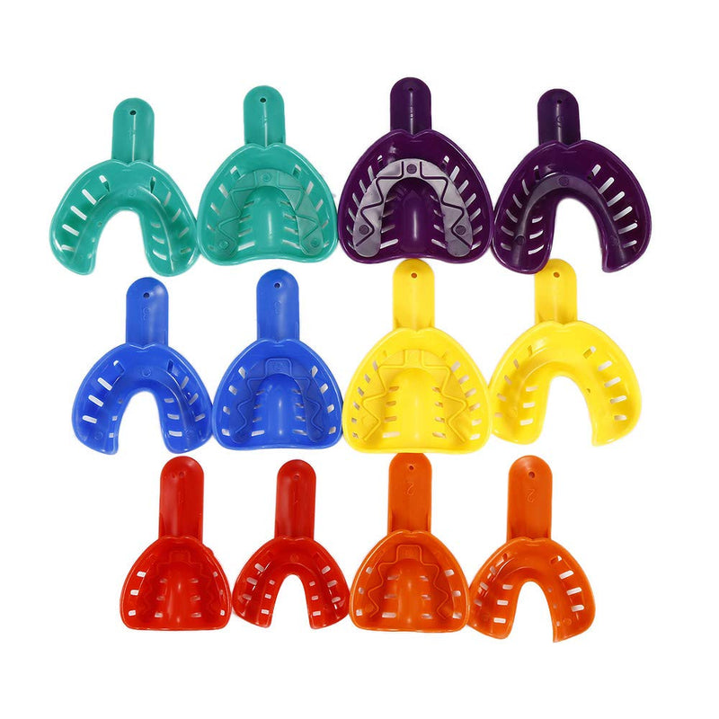 [Australia - AusPower] - 12pcs Dental Impression Tray Plastic 6 Sizes Autoclavable for Adult and Children 