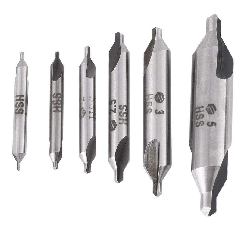 Triton Stainless Steel HSS Countersink Centre Drill Bit Set 60 Degree Angle 1/1.5/2/2.5/3/5 mm for Metal, Lathe Drill Countersink Central Bore Pack of 6