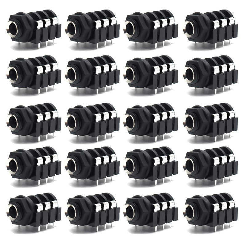 [Australia - AusPower] - Luomorgo PCB Panel Mount 6 Pin 1/4" 6.35mm Female Socket Stereo Headphone Jack Silver Thread 20pcs 
