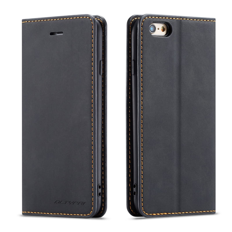 [Australia - AusPower] - QLTYPRI Case for iPhone SE 2022 5G/iPhone SE 2020/iPhone 8/iPhone 7, Premium PU Leather Cover TPU Bumper with Card Holder Kickstand Magnetic Adsorption Flip Wallet Case for iPhone 7/8/SE2/SE3 - Black iPhone 7/8/SE 2020/SE 2022 5G 