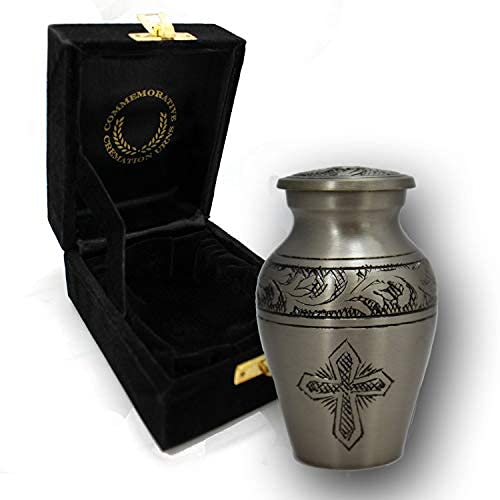 Silver Cross Cremation Urns for Human Ashes Adult Female & Male Urns Silver Small