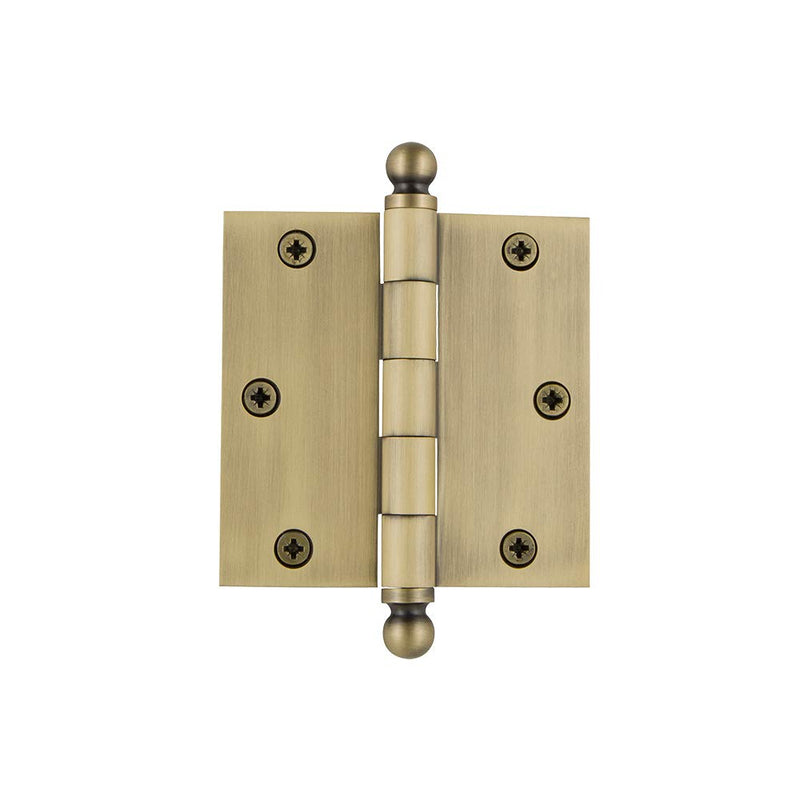 [Australia - AusPower] - Nostalgic Warehouse Ball-Tip Residential Door Hinge with Square Corners Antique Brass 3.5" 