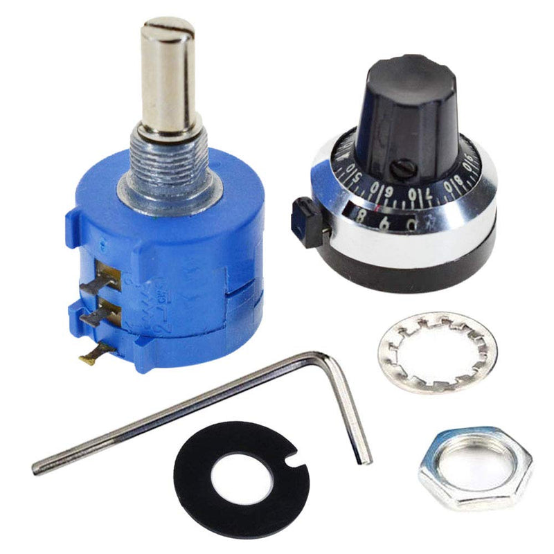 [Australia - AusPower] - Onwon 20K Ohm Resistor 10 Turn Potentiometer 2W Wirewound Multi-Turn Adjustable Precision Potentiometer with 10 Turn Counting Dial Rotary Knob 6mm Shaft (20K Ohm) 