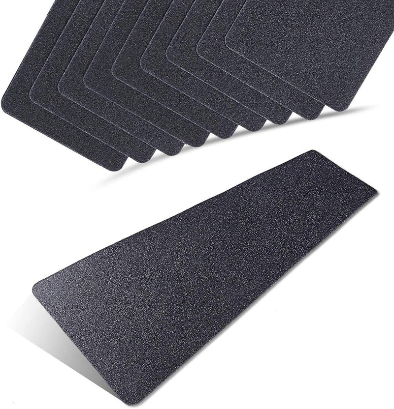 ONTWIE 6 x 24 Inch Black 80 Grit Slip Resistant Safety Treads - Premium 10 Pre-Cut Outdoor Safety Tape - Rounded Corners 6"x 24" (10 pack)
