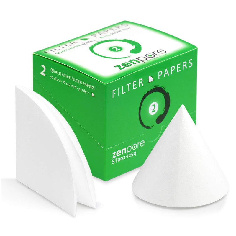 [Australia - AusPower] - 12.5 cm Quadrant-Folded Filter Paper, Pre-Folded disks, Qualitative Grade 2 - ZENPORE Slow Flow 125 mm (50 discs) 12.5 cm diameter 