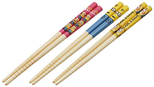 Skater ANT2T-A Bamboo Chopsticks, 3 Pairs Set, 6.5 inches (16.5 cm), Minion 16.5cm