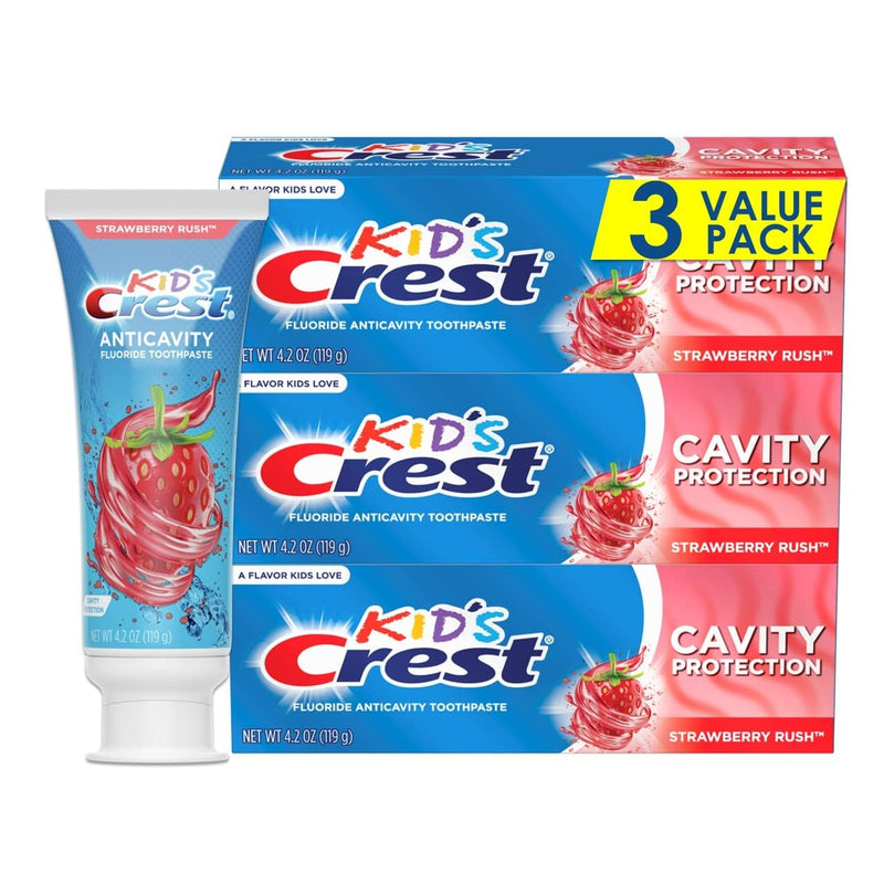 Crest Kid's Cavity Protection Fluoride Toothpaste, Strawberry Rush, 4.2 Ounce (Pack of 3) Strawberry Toothpaste