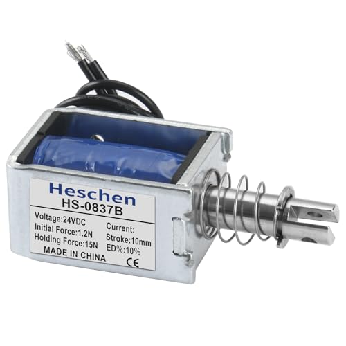 Hechen Solenoid Electromagnet, HS-0837B, DC24V 15N, 10 mm Stroke, Push-Pull Door Lock with Open Frame