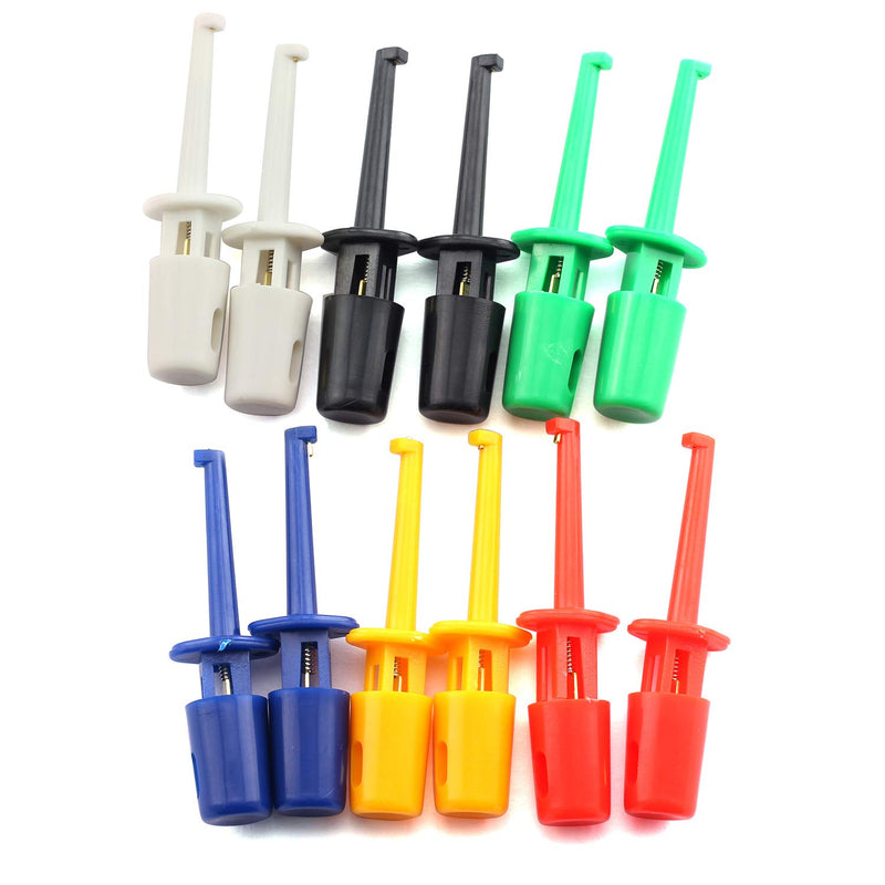[Australia - AusPower] - Tegg 12pcs Test Hook Clip for Electrical Testing Multimeter Colorful Mini Test Probe Grabber 40mm 