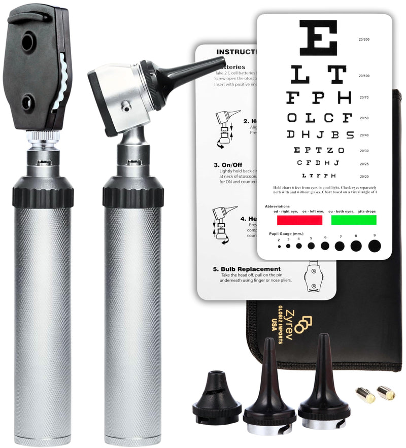 [Australia - AusPower] - Zyrev Combo Otoscope Oph Set - Multi-Function Otoscope/Opthalmoscope for Ear & Eye Examination with Portable Carry Case, Sight Chart & Replacement Tips (1st Edition) 1st Edition 