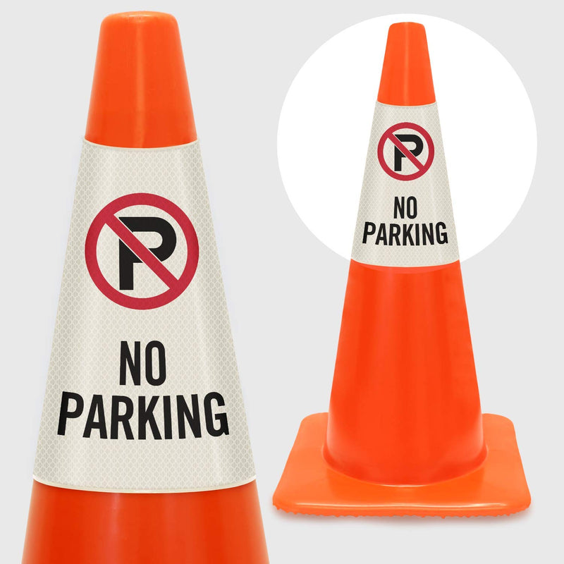 [Australia - AusPower] - SmartSign “No Parking” Bright Reflective Cone Message Sleeve, [Cone Not Included] Pack of 1 No Parking 