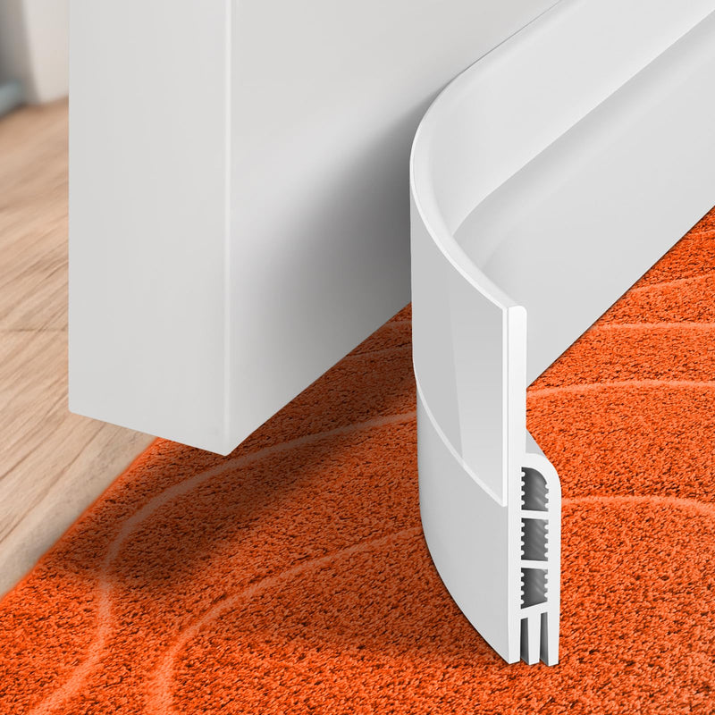 [Australia - AusPower] - Holikme Door Draft Stopper Under Door Draft Blocker Insulator Door Sweep Weather Stripping Noise Stopper Strong Adhesive, White 41 Inch 