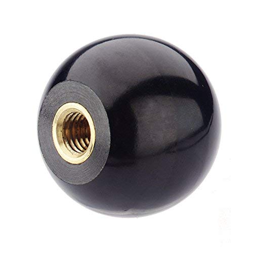 [Australia - AusPower] - SBDs Black Phenolic ABS Plastic Ball Knob Female | 3/8"- 16 Thread Pitch 15/16" depth 1-3/8" Diameter, 1-1/2" Height w/Brass coated metal Insert Heavy Duty 1.02 Oz 