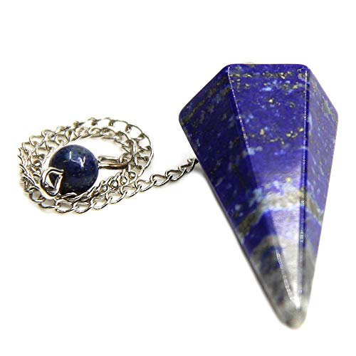 Angelstones Natural Gemstone Crystal Hexagonal Pointed Reiki Chakra Pendant Pendulum Dyed Lapis Lazuli