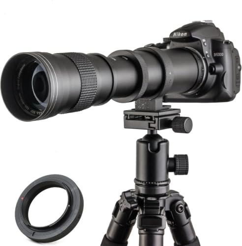 JINTU 420-800mm f/ 8.3 Manual Telephoto Zoom Lens + T-Mount for Canon EOS Rebel SL2 SL1 T3 T3i T4i T5 T5i T6 T6i T6s T7 T7i 4000D 6D 7D 60D 70D 77D 80D 5D II/III/IV 550D 650D SLR Camera Lenses