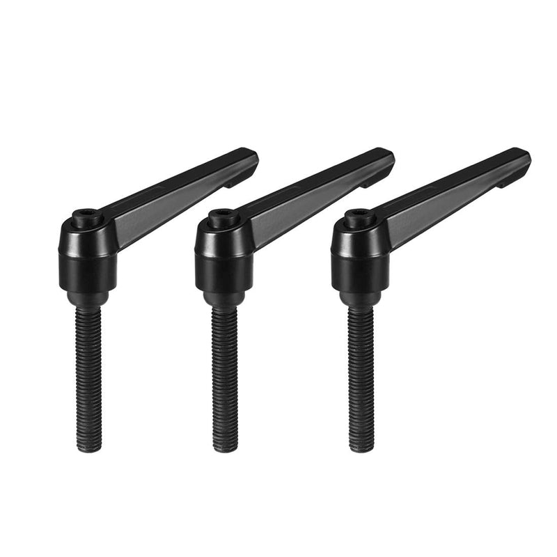 [Australia - AusPower] - uxcell M10 x 50mm Handle Adjustable Clamping Lever Thread Push Button Ratchet Male Threaded Stud Knobs Rotating Screw Handles Bolts with Locking Lever Black 3pcs 